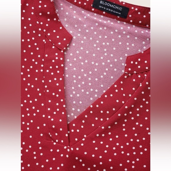 BloomChic Polka Dot V Neck Ruffle Trim Blouse XL us 14 - Picture 5 of 8